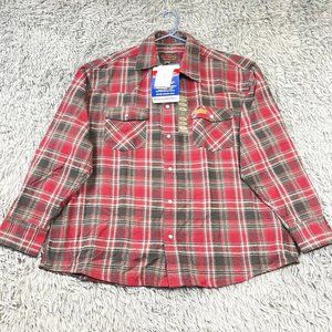 Hickory Shirt Co Men Extra Heavy Plaid Flannel Pearl Snap Red Black Tan 2XL NWT